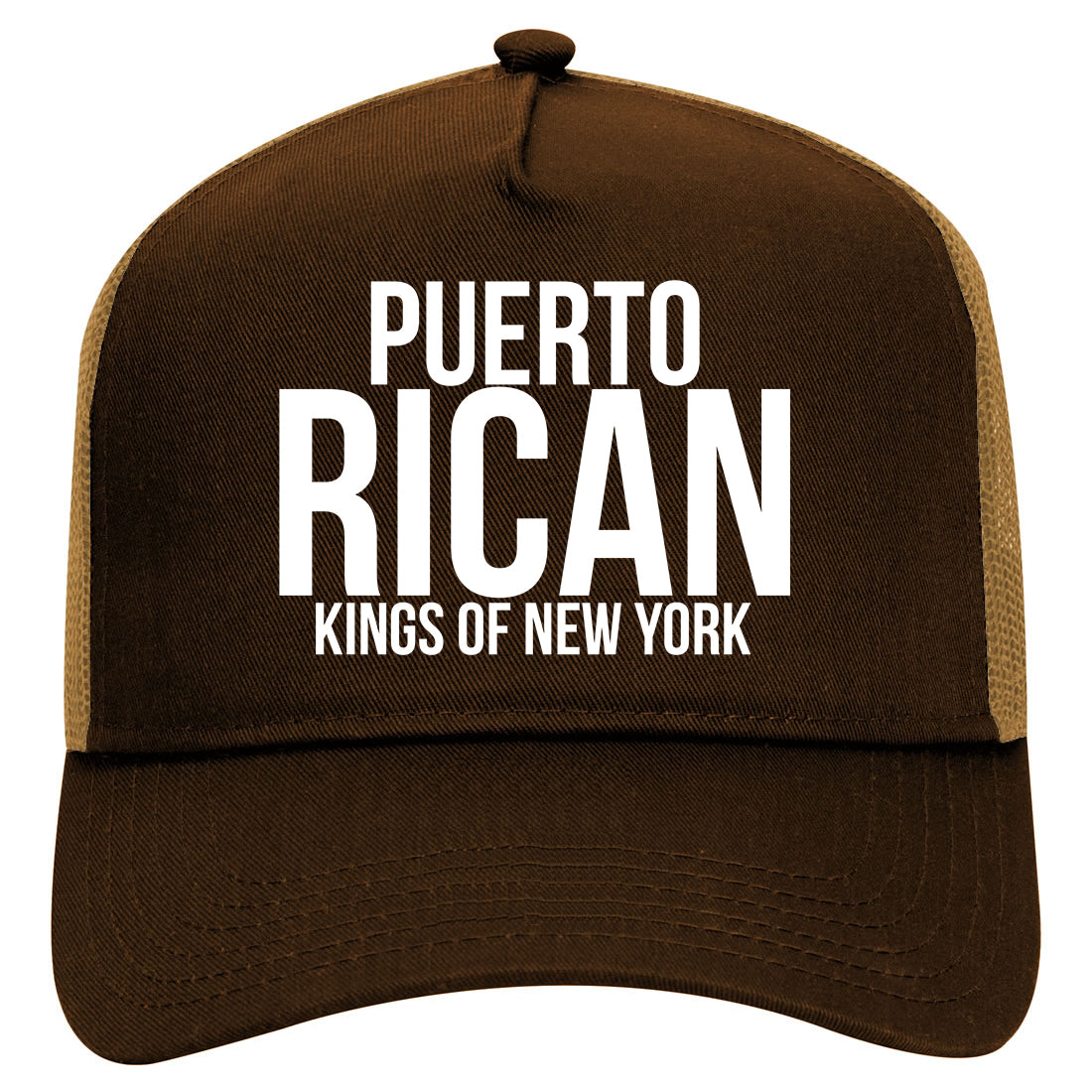 Puerto Rican New York Mens Mesh Trucker Hat Brown