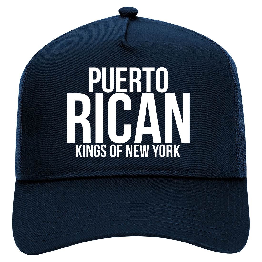 Puerto Rican New York Mens Mesh Trucker Hat Navy Blue