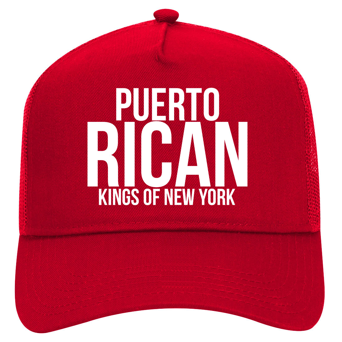 Puerto Rican New York Mens Mesh Trucker Hat Red