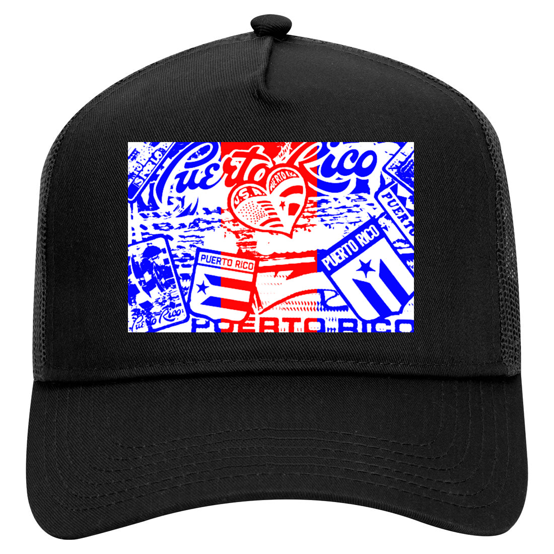 Puerto Rico Artwork PR Rican Mens Mesh Trucker Hat Black