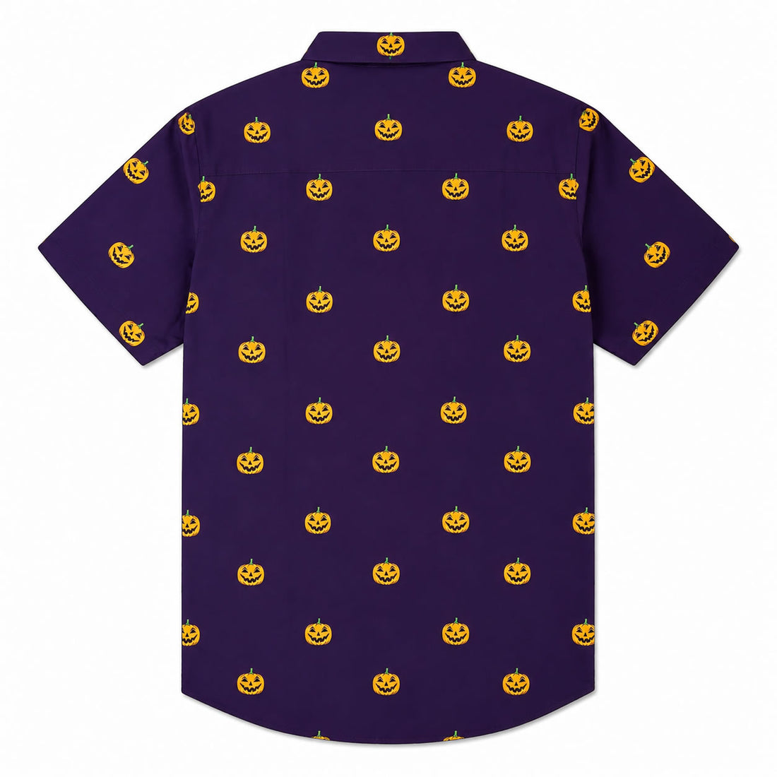 Purple Jack O' Lantern Men's Short Sleeve Button Down Shirt Back