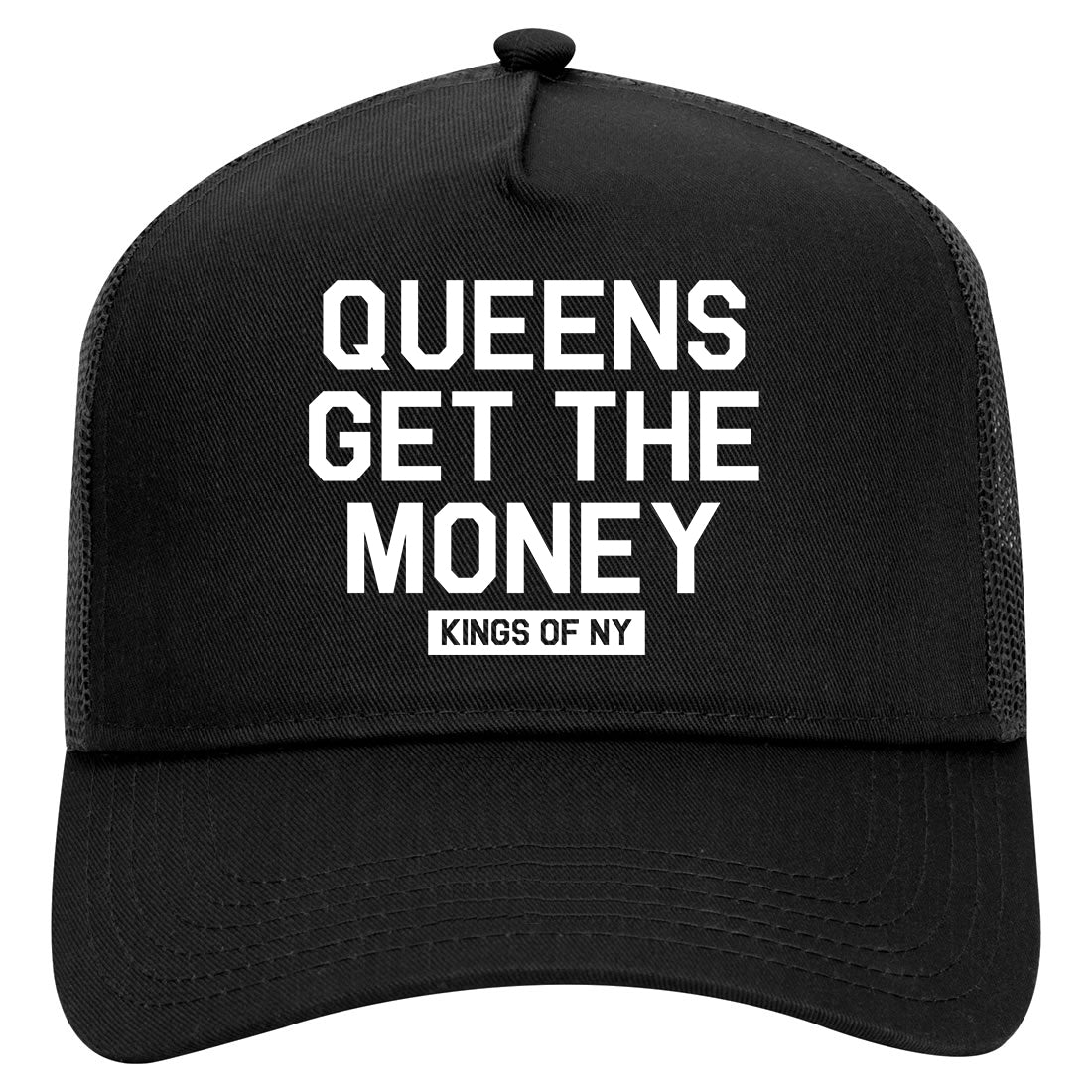 Queens Get The Money Mens Mesh Trucker Hat Black