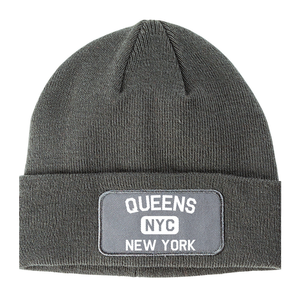 Queens Gym NYC New York Winter Knit Adult Beanie Hat Grey