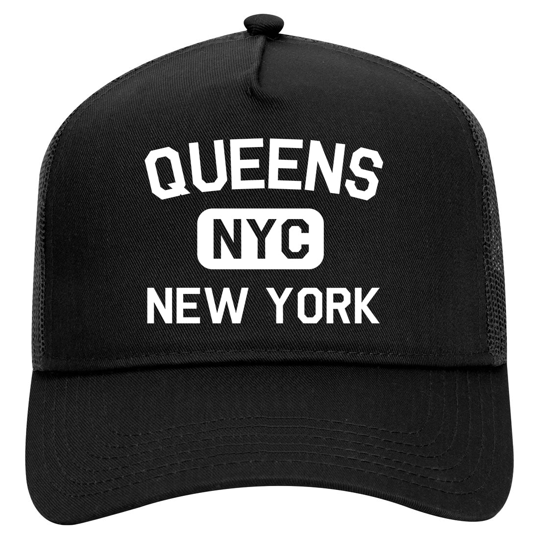 Queens Gym NYC New York Mens Mesh Trucker Hat Black