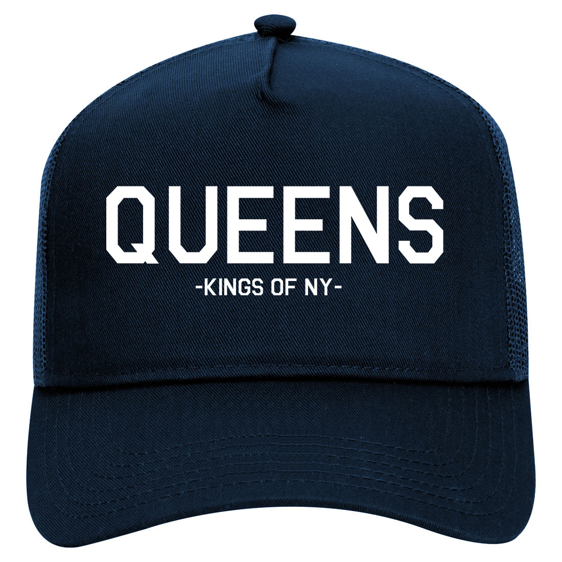 Queens NY New York Mens Mesh Trucker Hat Navy Blue
