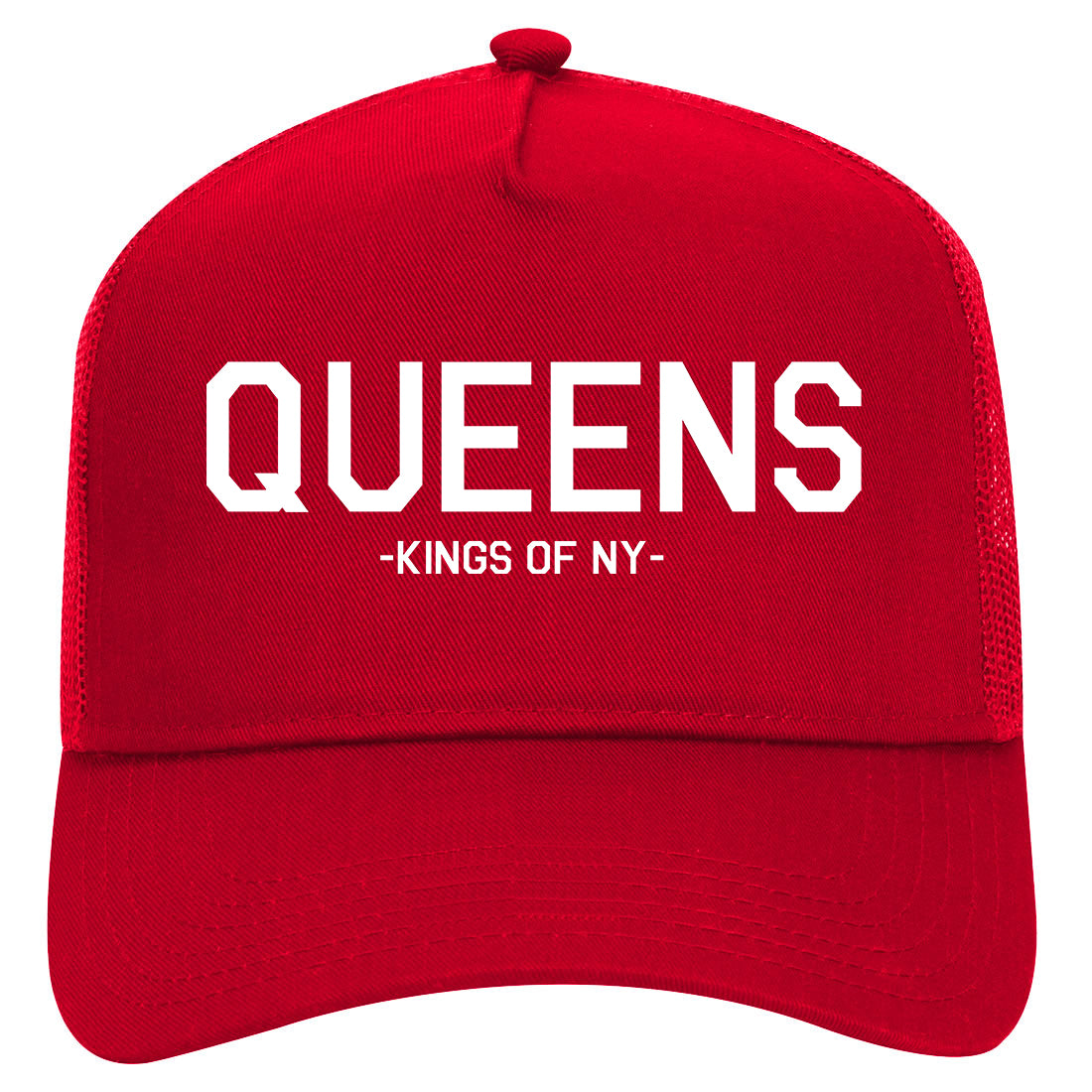 Queens NY New York Mens Mesh Trucker Hat Red