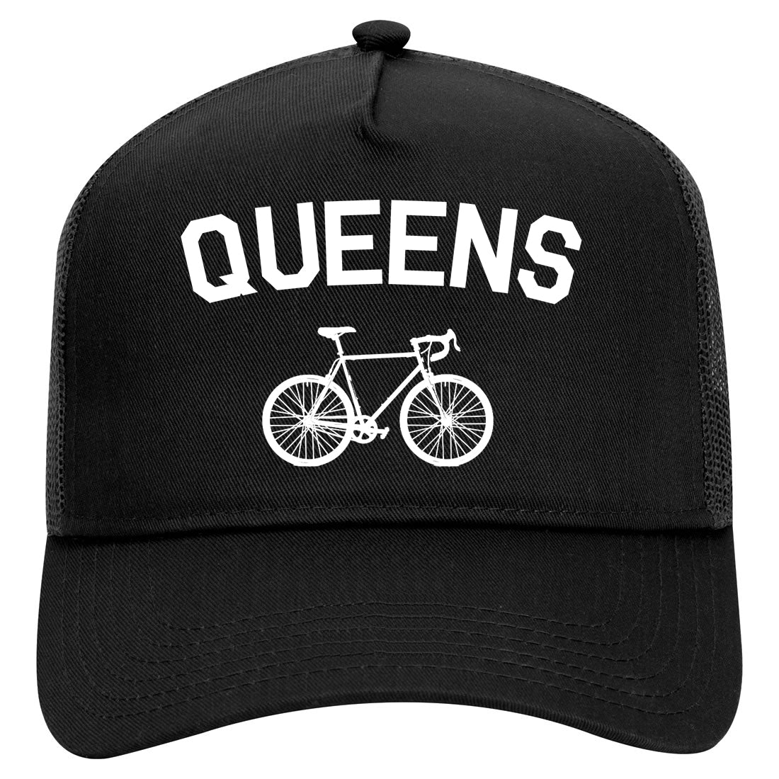 Queens New York Vintage Bike Cycling Mens Mesh Trucker Hat Black