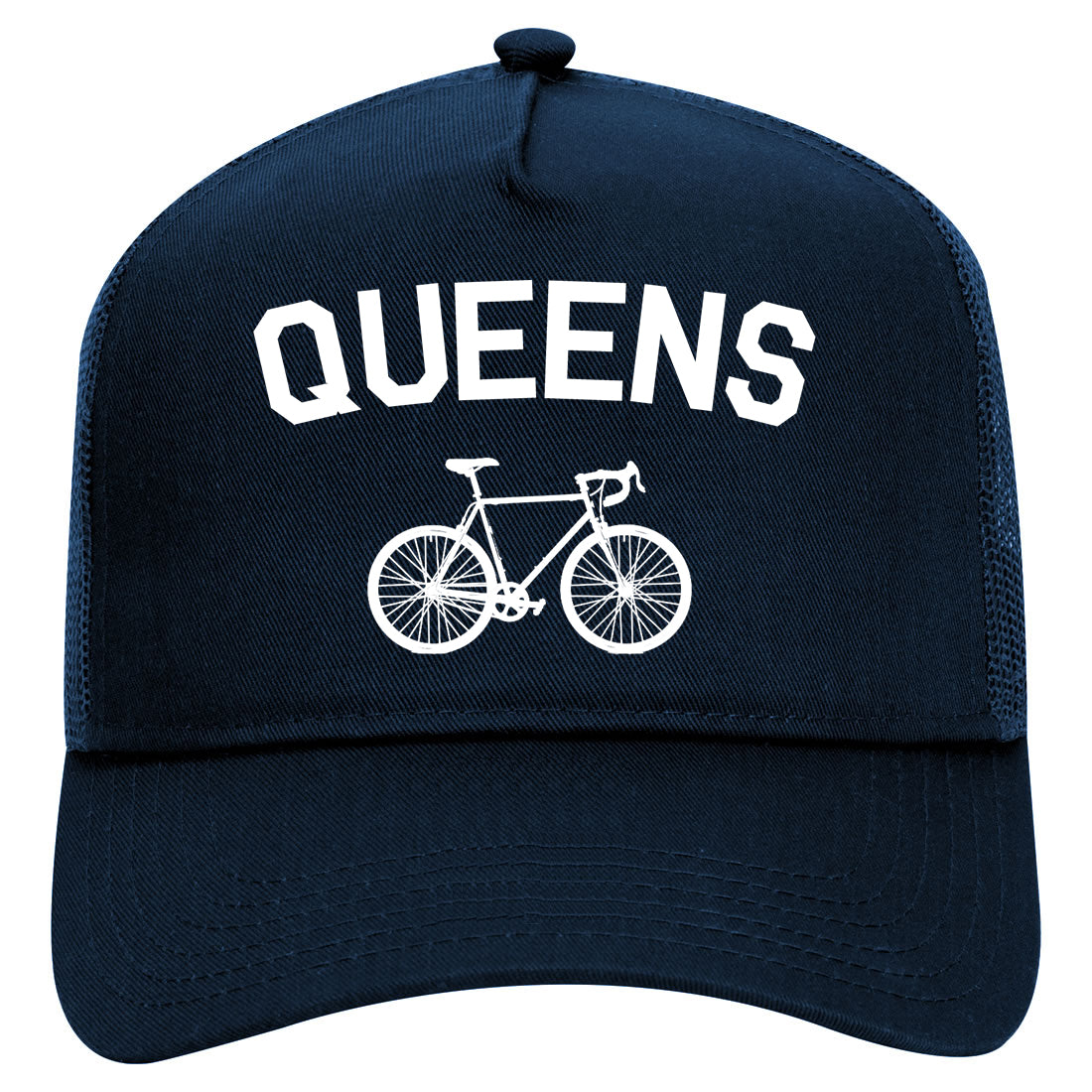 Queens New York Vintage Bike Cycling Mens Mesh Trucker Hat Navy Blue