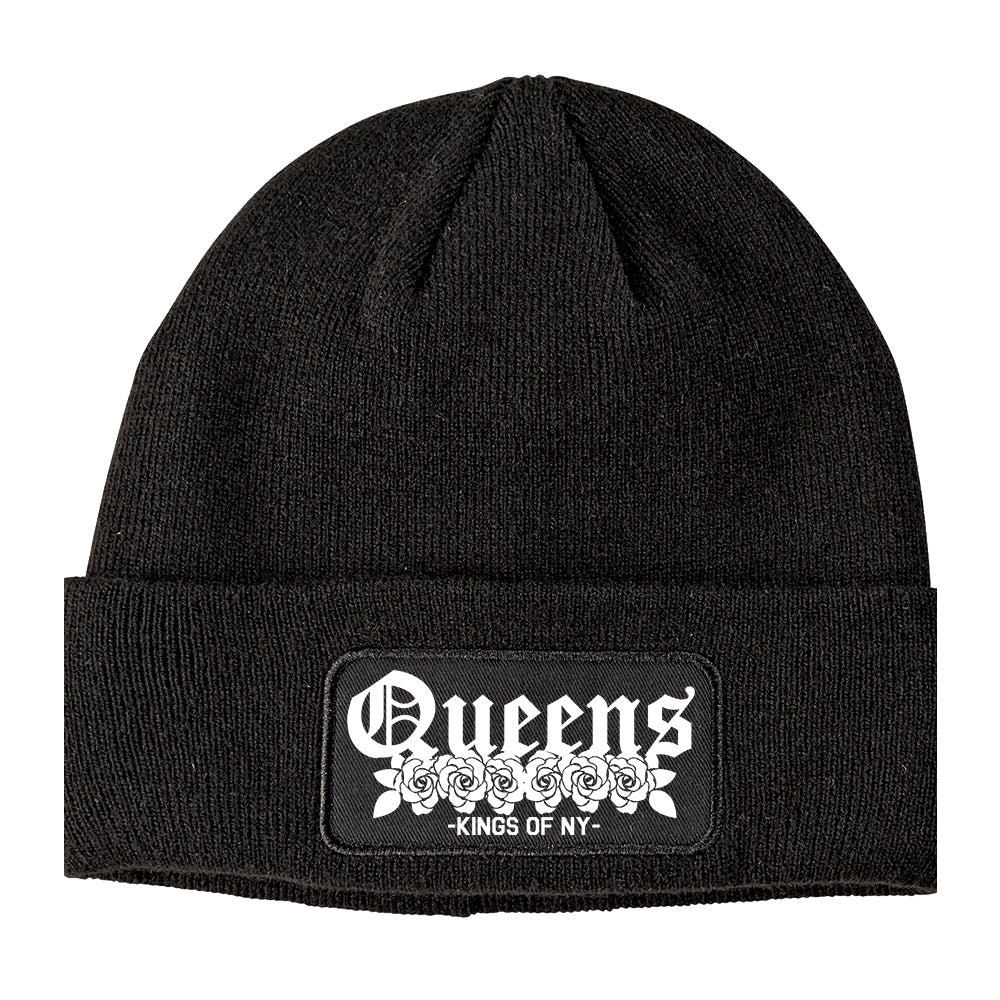 Queens Roses Kings Of NY Winter Knit Adult Beanie Hat Black