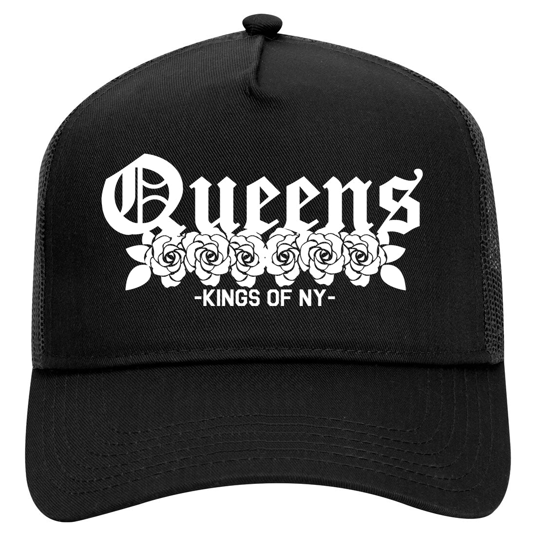 Queens Roses Kings Of NY Mens Mesh Trucker Hat Black