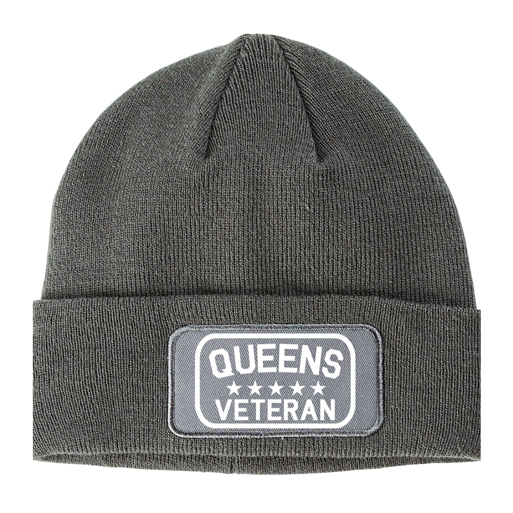 Queens Veteran Winter Knit Adult Beanie Hat Grey