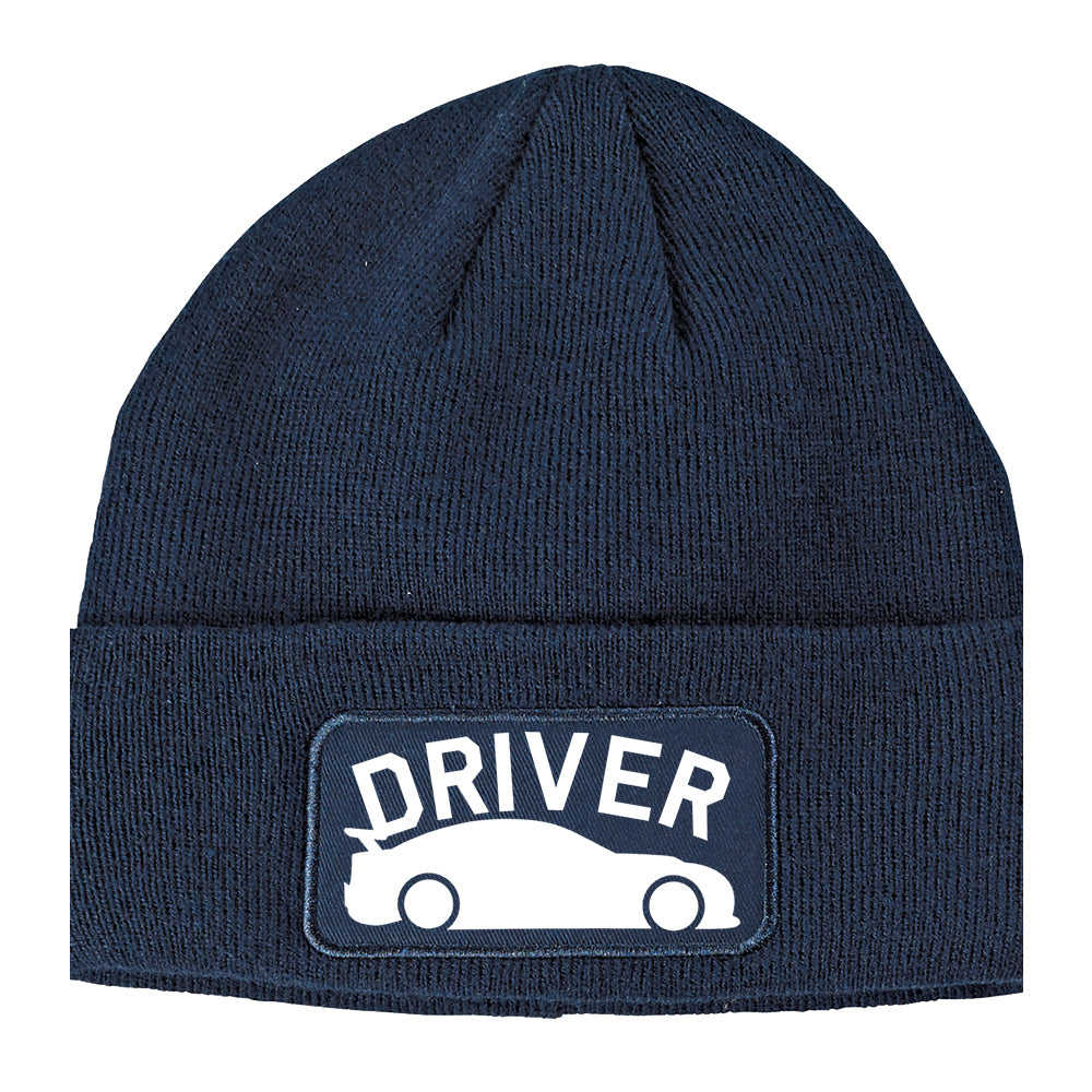 Race Car Driver Drive Winter Knit Adult Beanie Hat Navy Blue