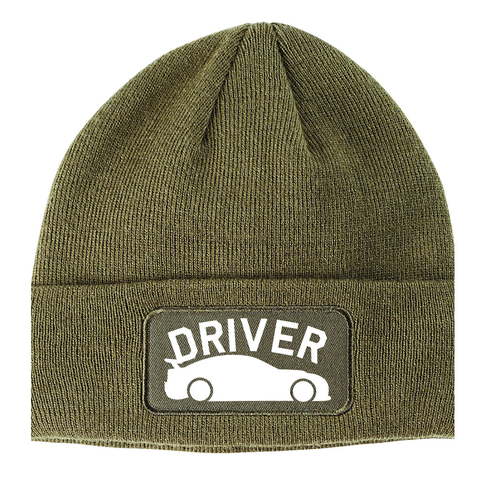 Race Car Driver Drive Winter Knit Adult Beanie Hat Olive Green