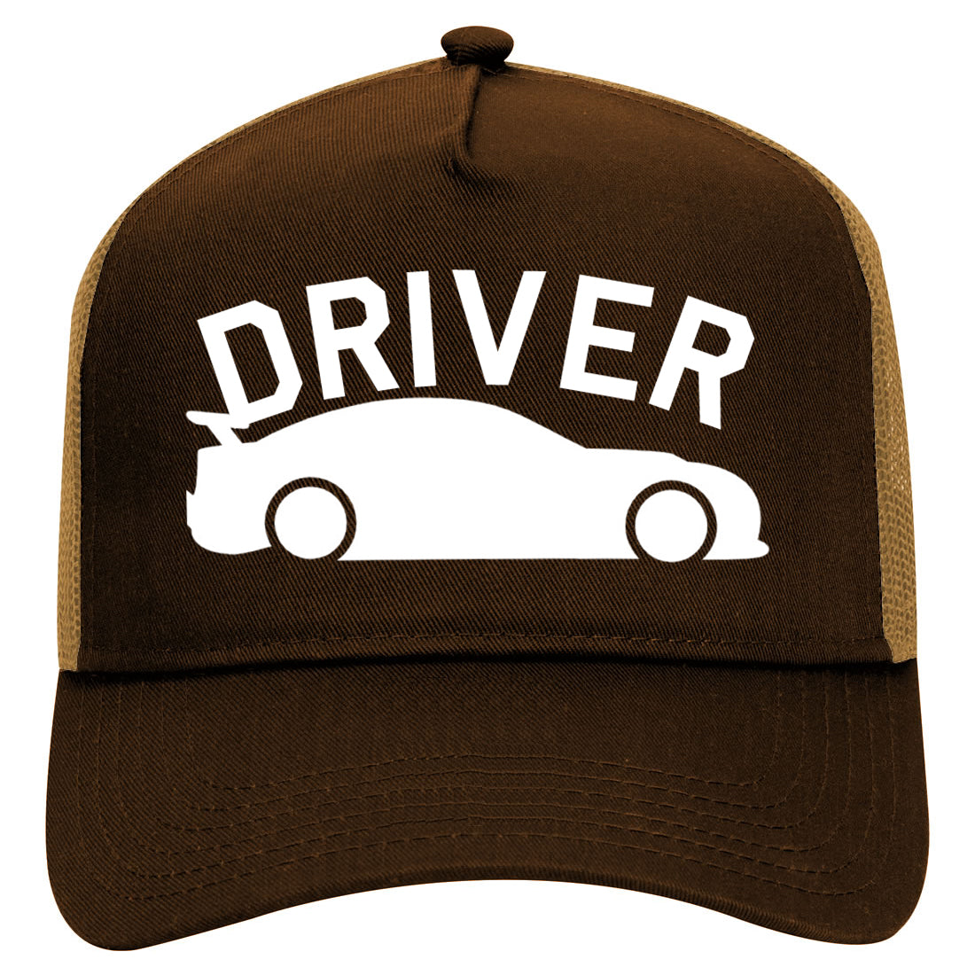 Race Car Driver Drive Mens Mesh Trucker Hat Brown