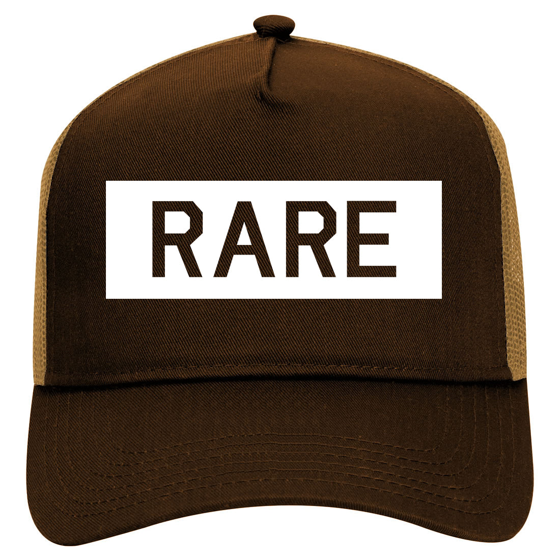 Rare Box College Mens Mesh Trucker Hat Brown