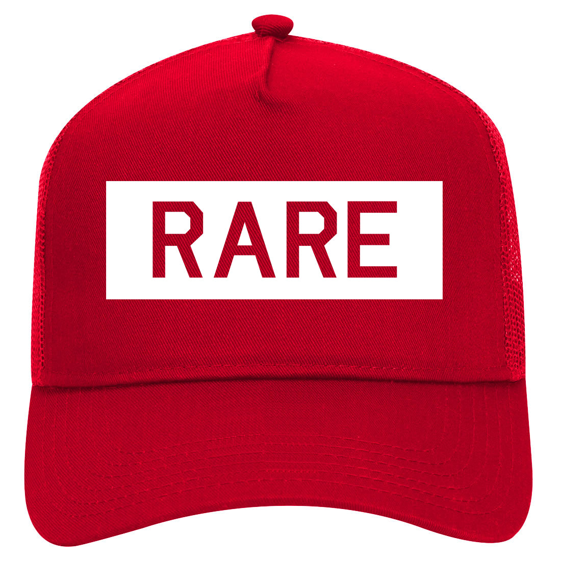Rare Box College Mens Mesh Trucker Hat Red