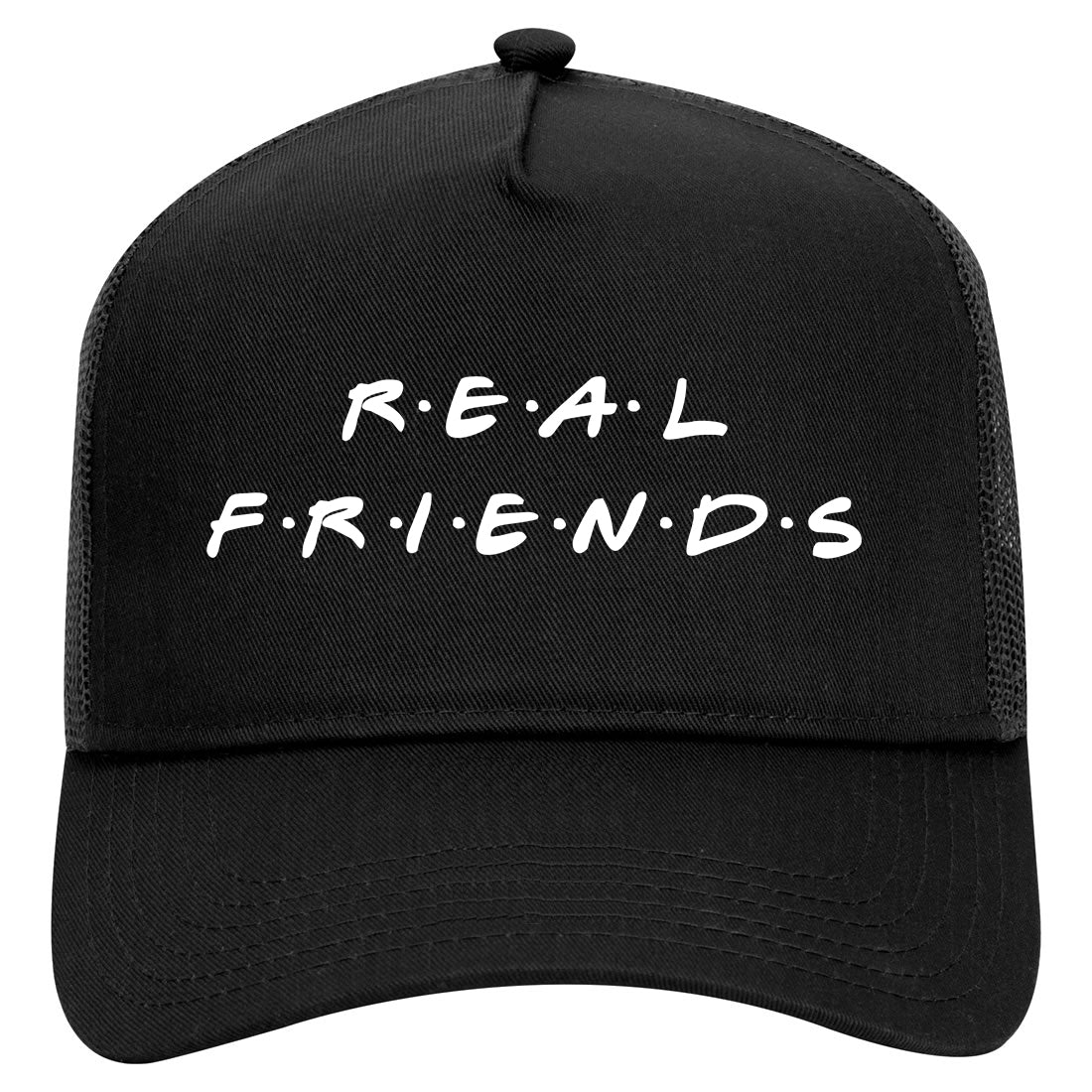 Real Friends Mens Mesh Trucker Hat Black