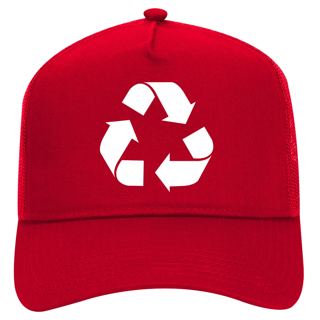Recylce Logo Mens Mesh Trucker Hat Red
