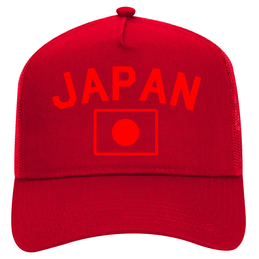 Red Japan With Japanese Flag Mens Mesh Trucker Hat Red