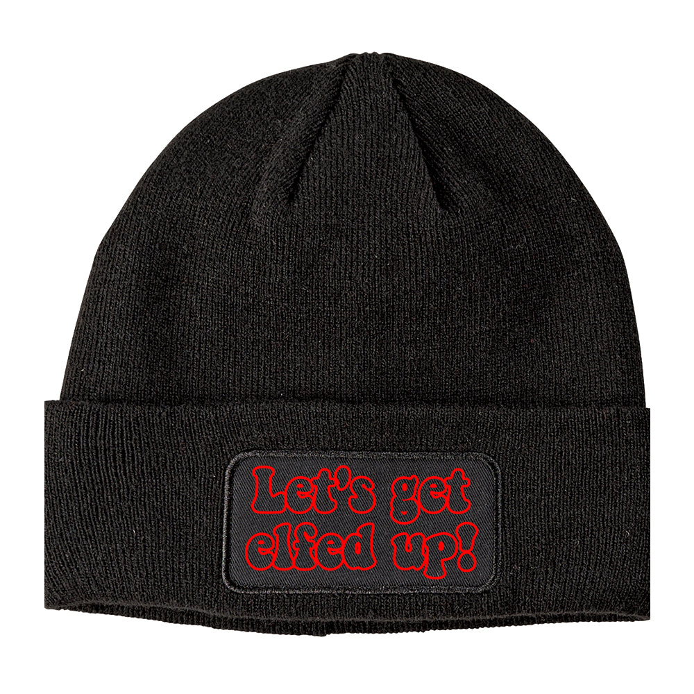 Red Lets Get Elfed Up Funny Christmas Winter Knit Adult Beanie Hat Black