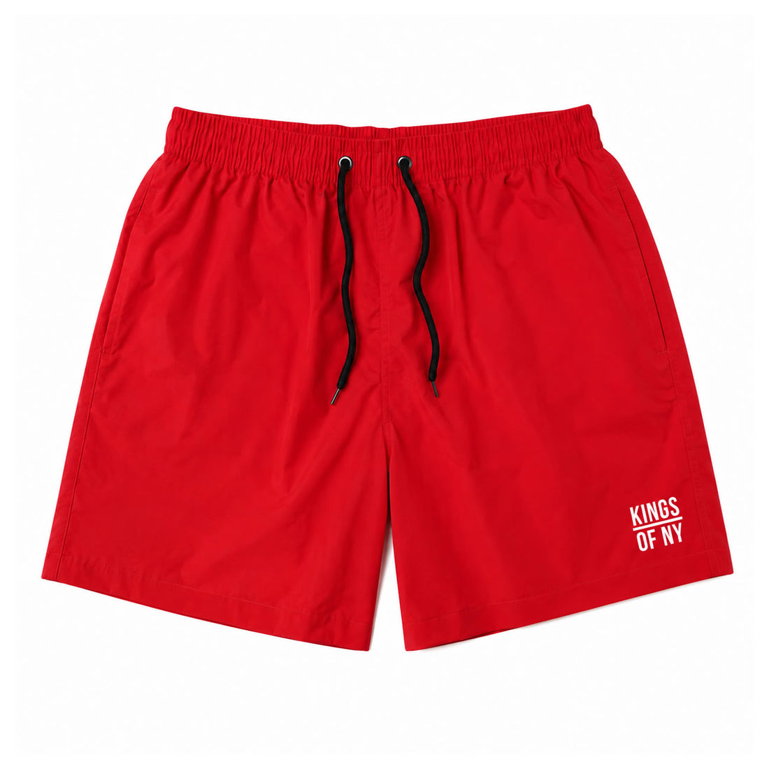 Red Men's Casual Woven Drawstring Shorts with Kings Of NY Logo