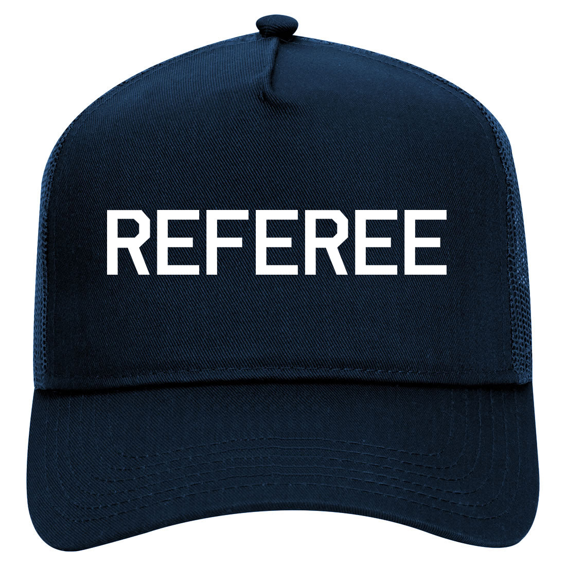Referee Soccer Football Mens Mesh Trucker Hat Navy Blue