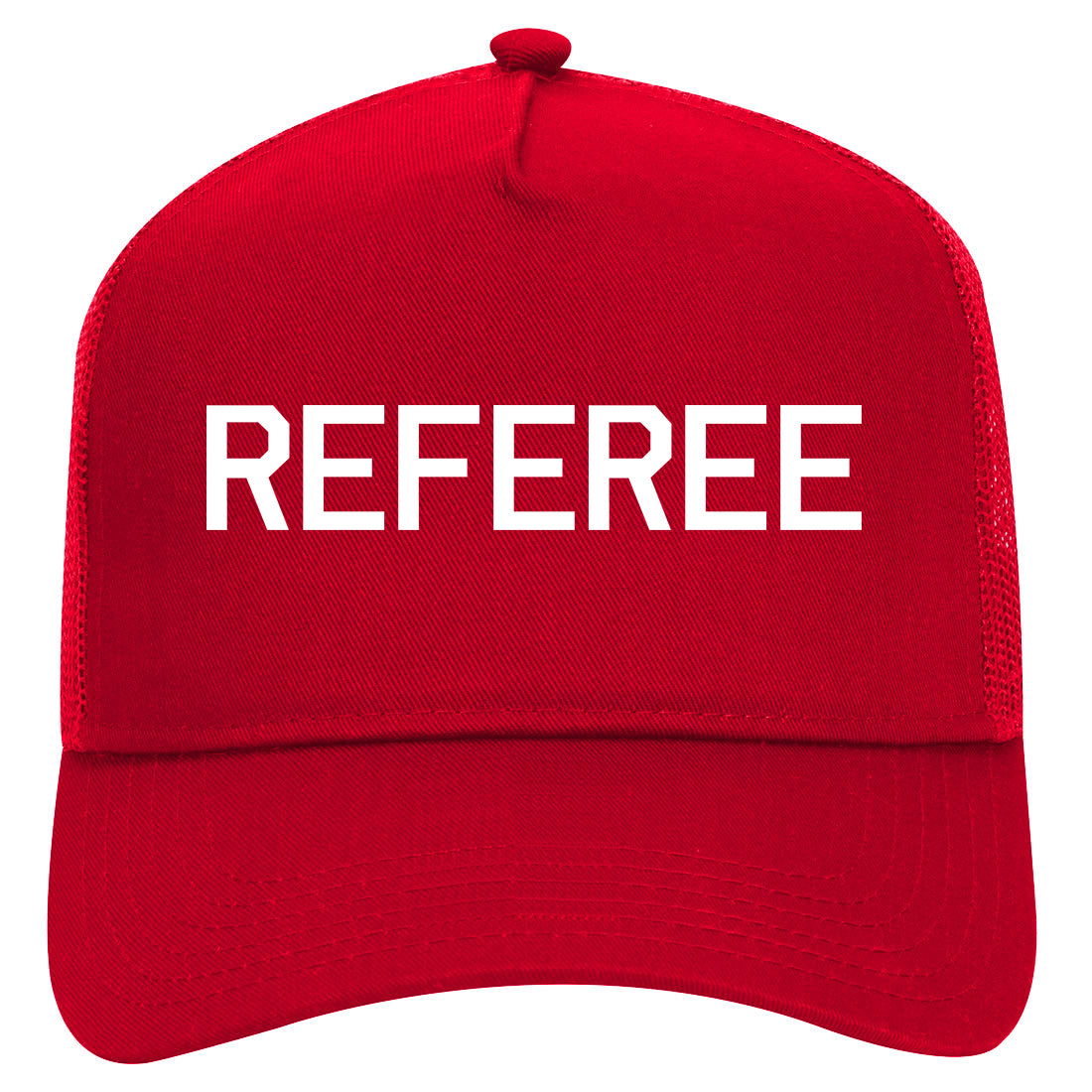 Referee Soccer Football Mens Mesh Trucker Hat Red