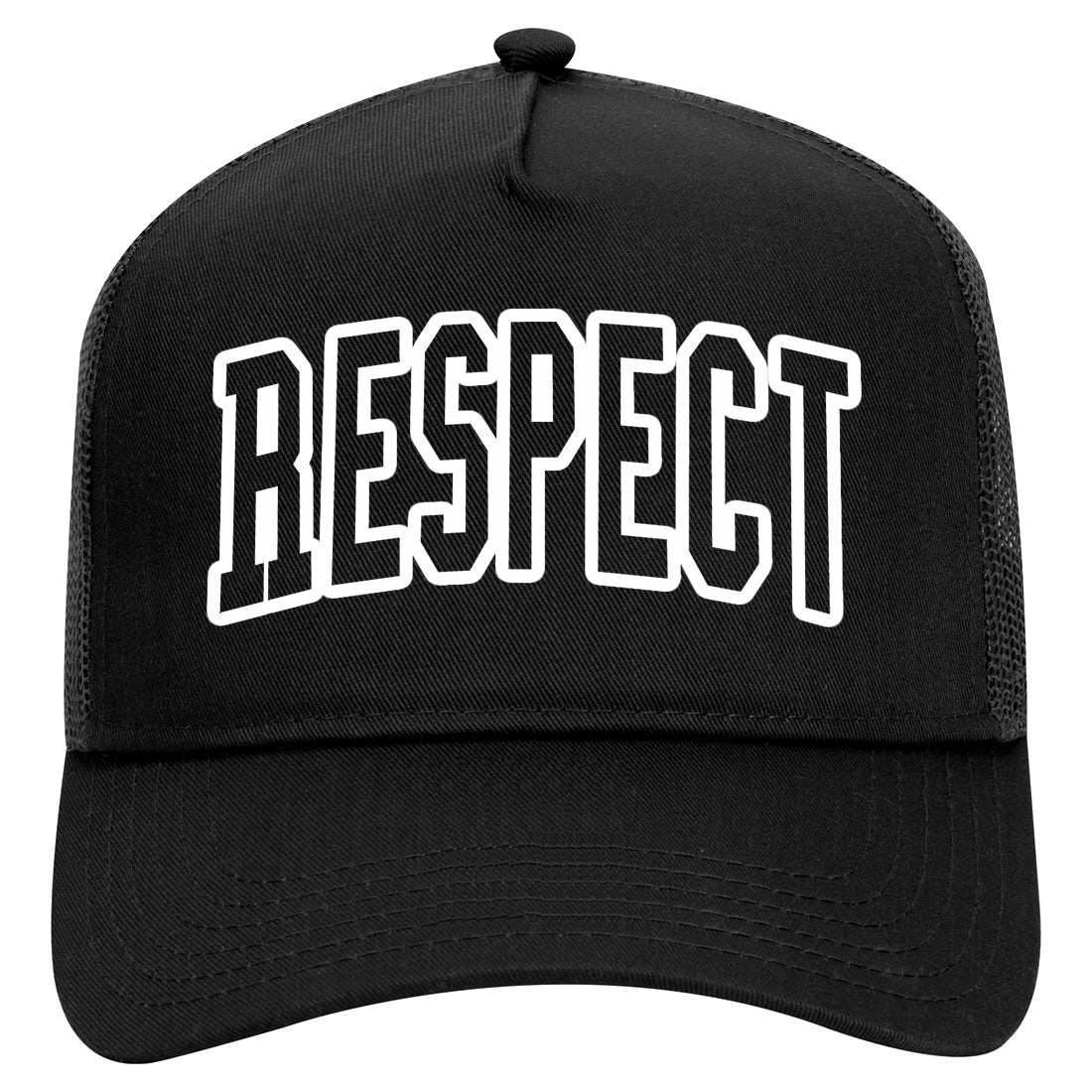 Respect Outline Mens Mesh Trucker Hat Black