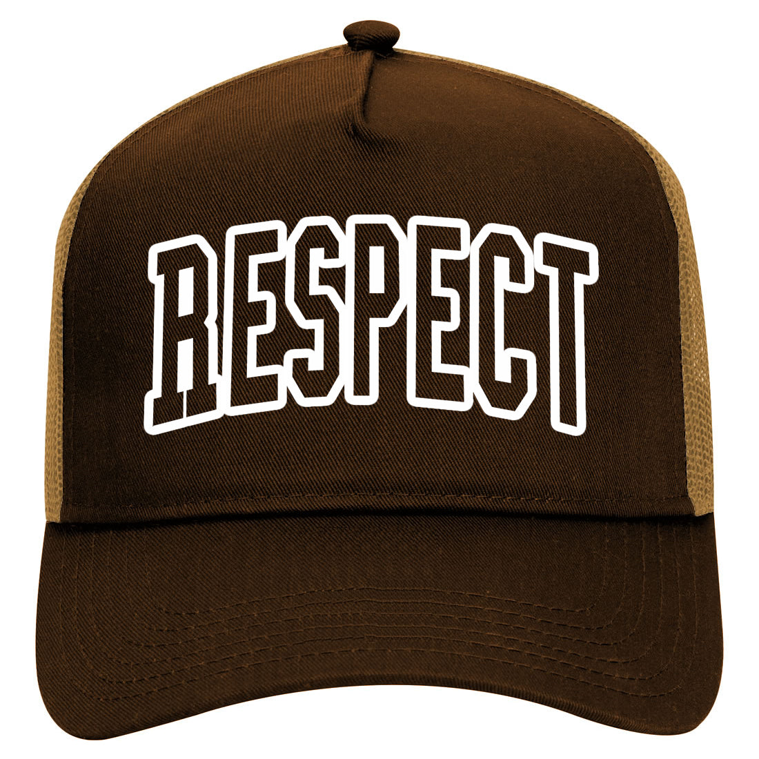 Respect Outline Mens Mesh Trucker Hat Brown