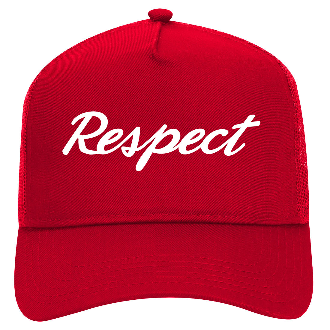 Respect Script Mens Mesh Trucker Hat Red