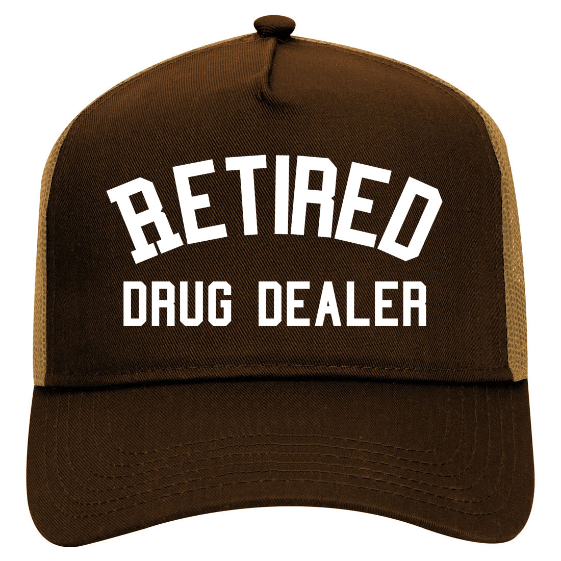 Retired Drug Dealer Mens Mesh Trucker Hat Brown