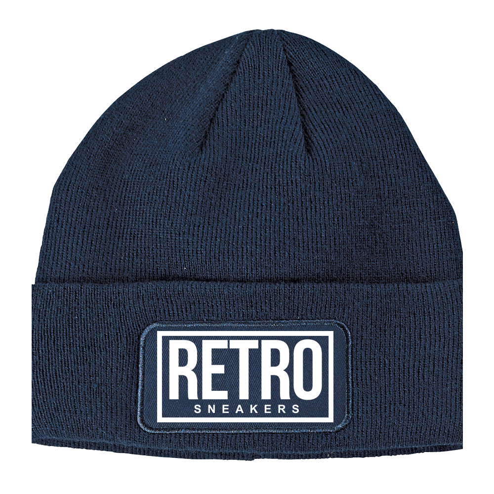 Retro Sneakers Winter Knit Adult Beanie Hat Navy Blue