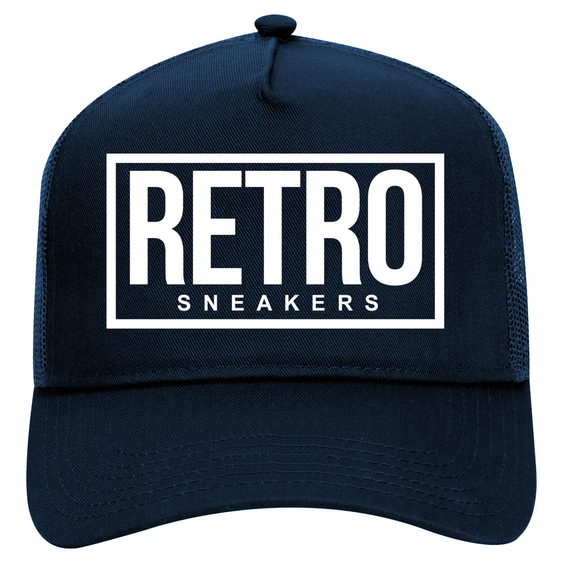 Retro Sneakers Mens Mesh Trucker Hat Navy Blue