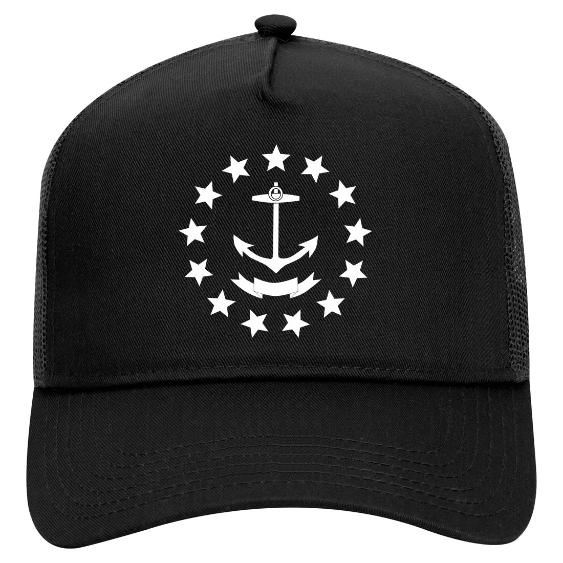 Rhodei Island State Flag GRAPHIC Mens Mesh Trucker Hat Black