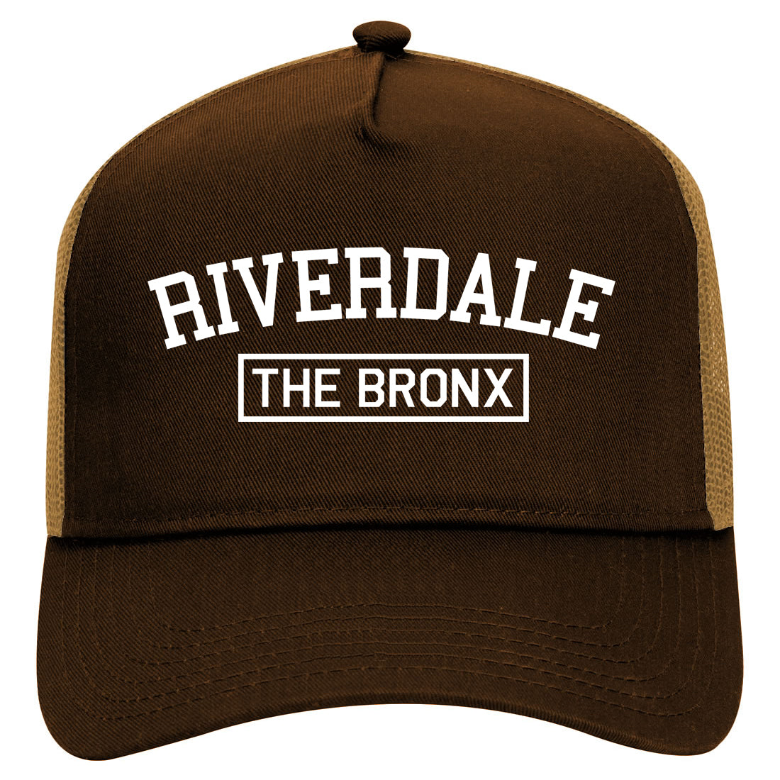 Riverdale The Bronx NY Mens Mesh Trucker Hat Brown