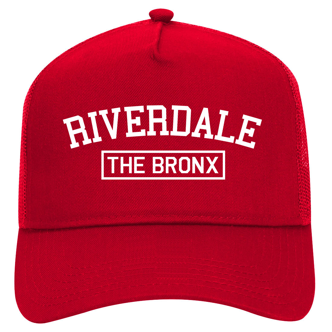 Riverdale The Bronx NY Mens Mesh Trucker Hat Red