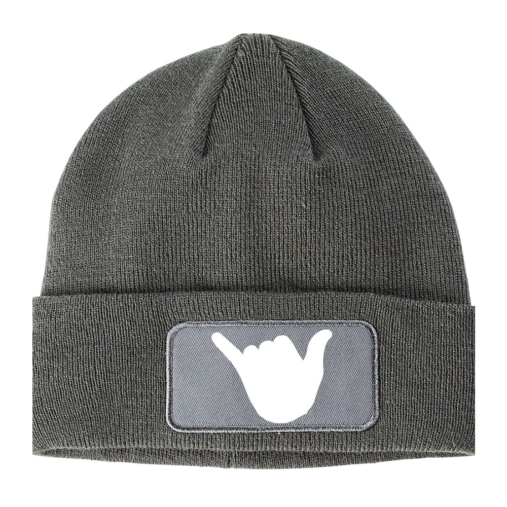 Rock On Hand Winter Knit Adult Beanie Hat Grey