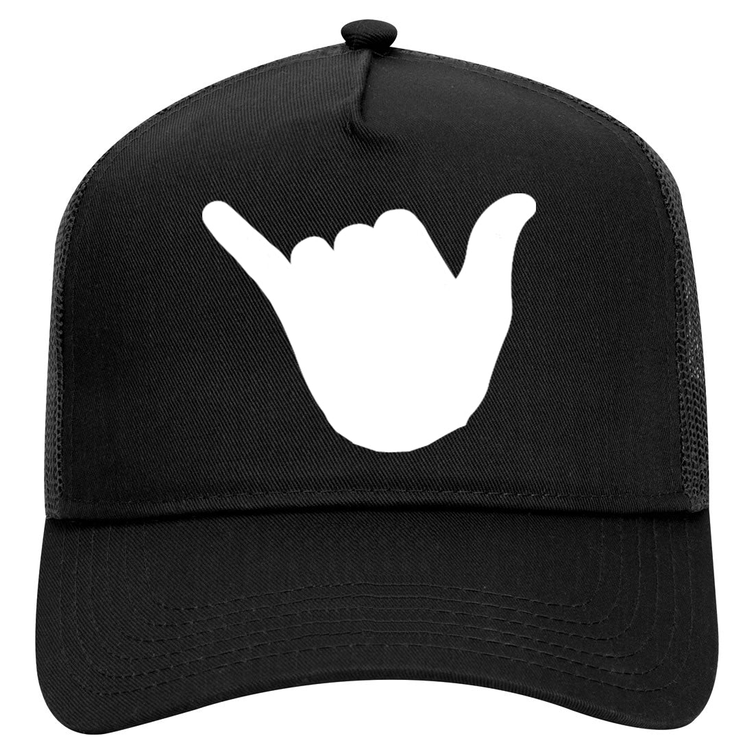 Rock On Hand Mens Mesh Trucker Hat Black