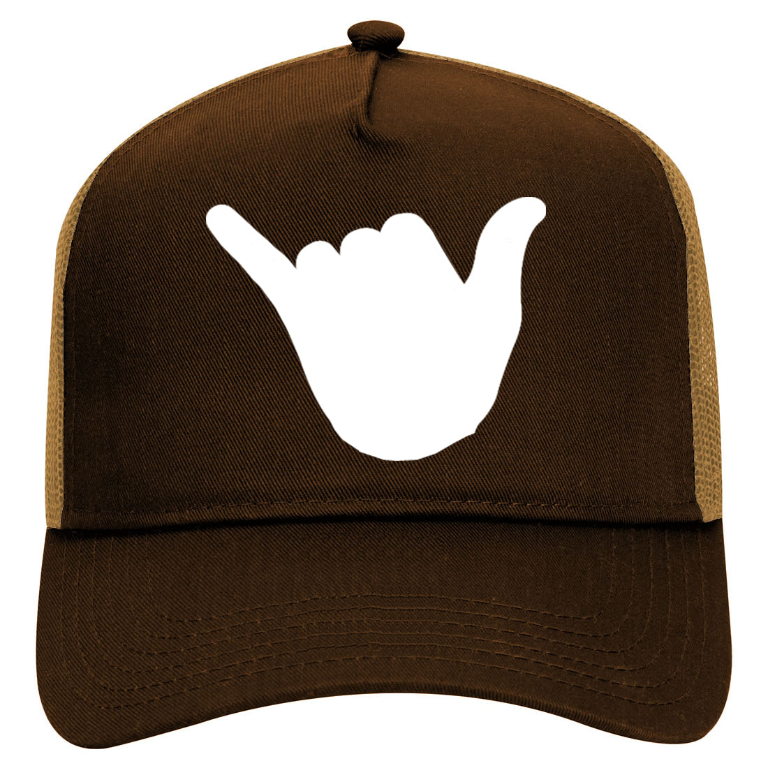 Rock On Hand Mens Mesh Trucker Hat Brown