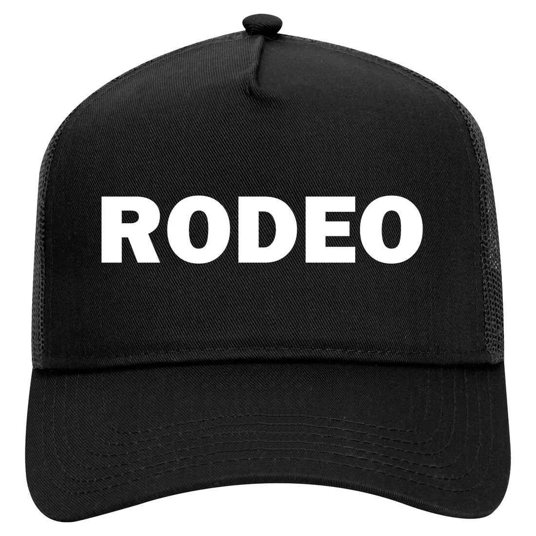 Rodeo Cowboy Mens Mesh Trucker Hat Black