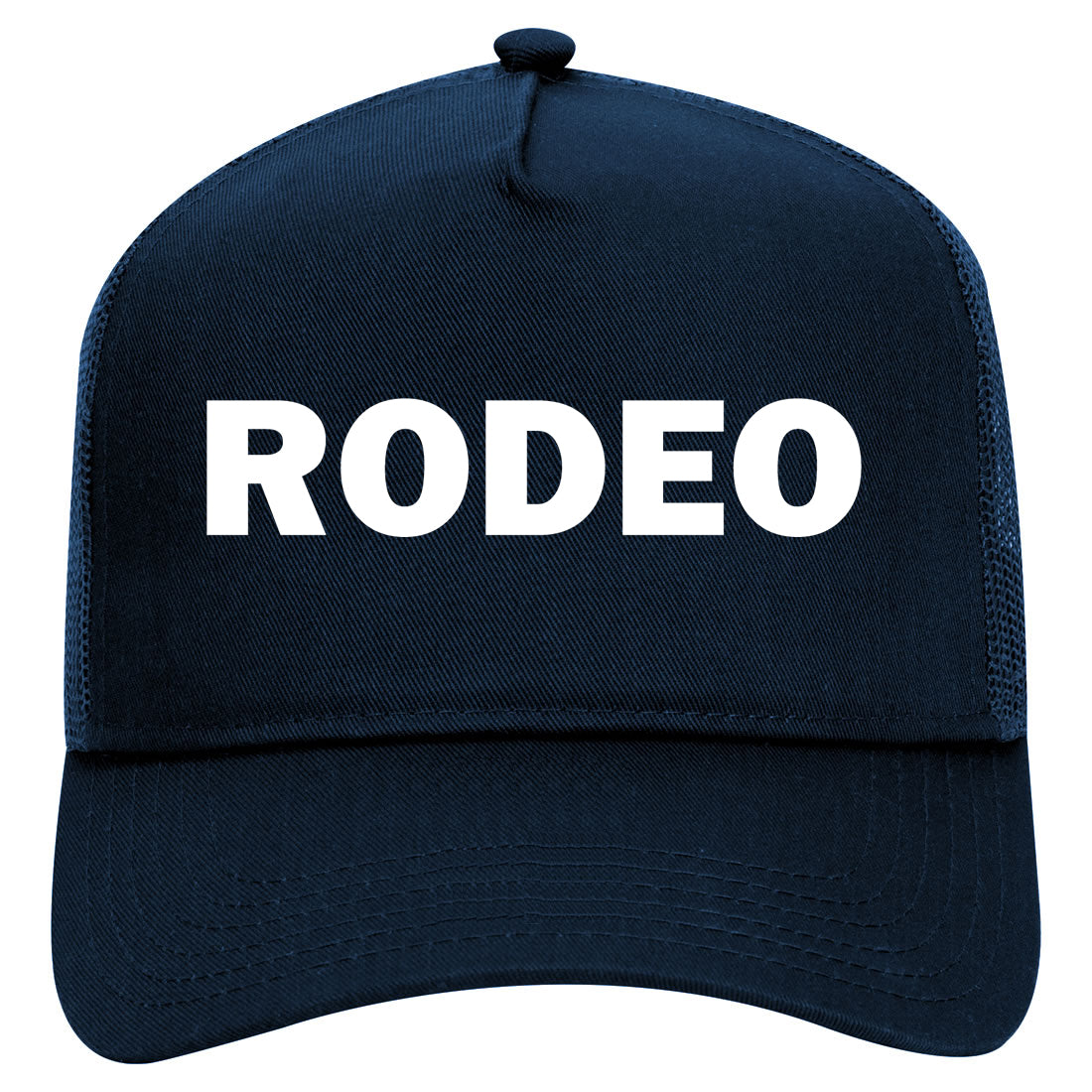 Rodeo Cowboy Mens Mesh Trucker Hat Navy Blue