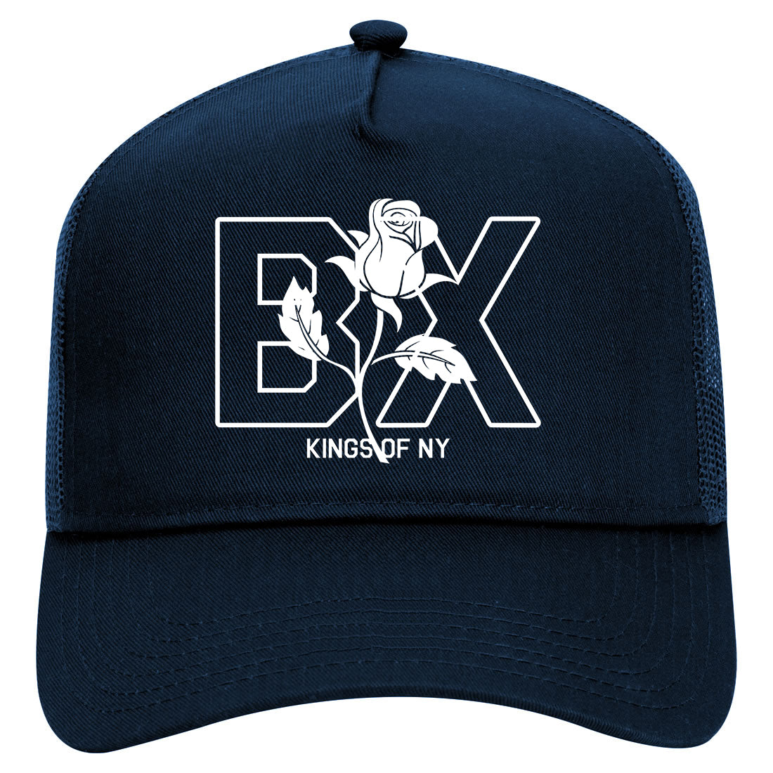 Rose BX The Bronx Kings Of NY Mens Mesh Trucker Hat Navy Blue