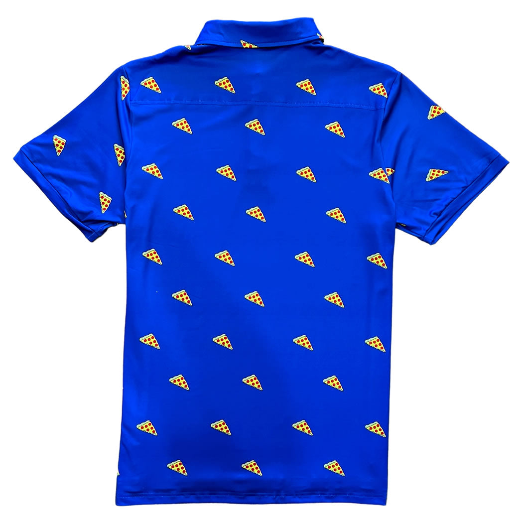 Royal Blue Mini Pizza Funny Men's Polo Golf Shirt