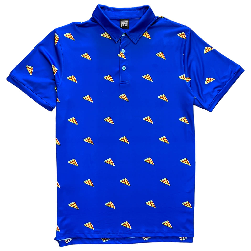 Royal Blue Mini Pizza Funny Men's Polo Golf Shirt