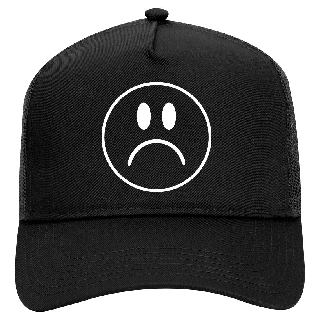 Sad Face Symbol Mens Mesh Trucker Hat Black