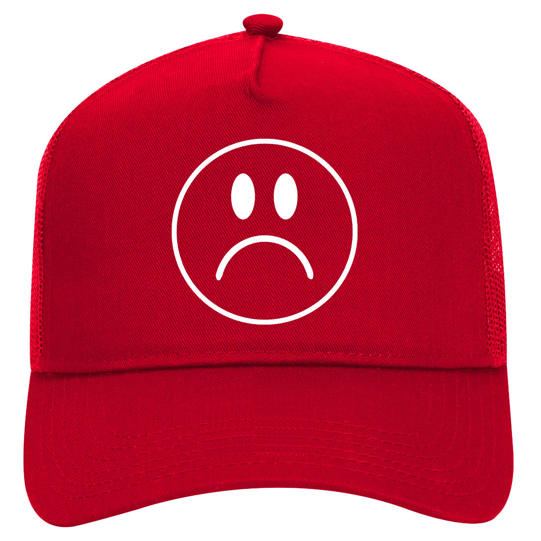 Sad Face Symbol Mens Mesh Trucker Hat Red