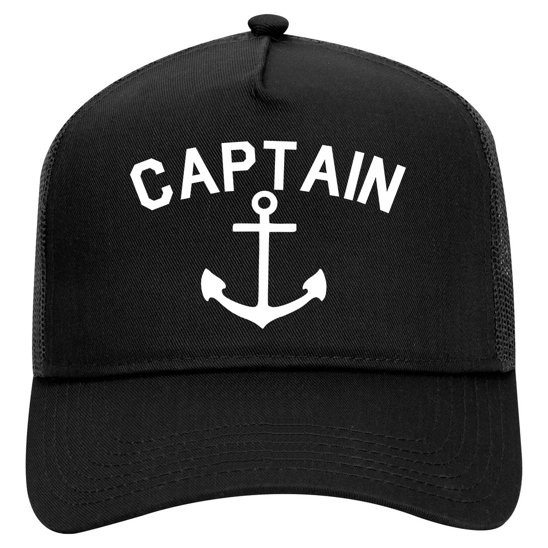 Sailing Captain Anchor Mens Mesh Trucker Hat Black