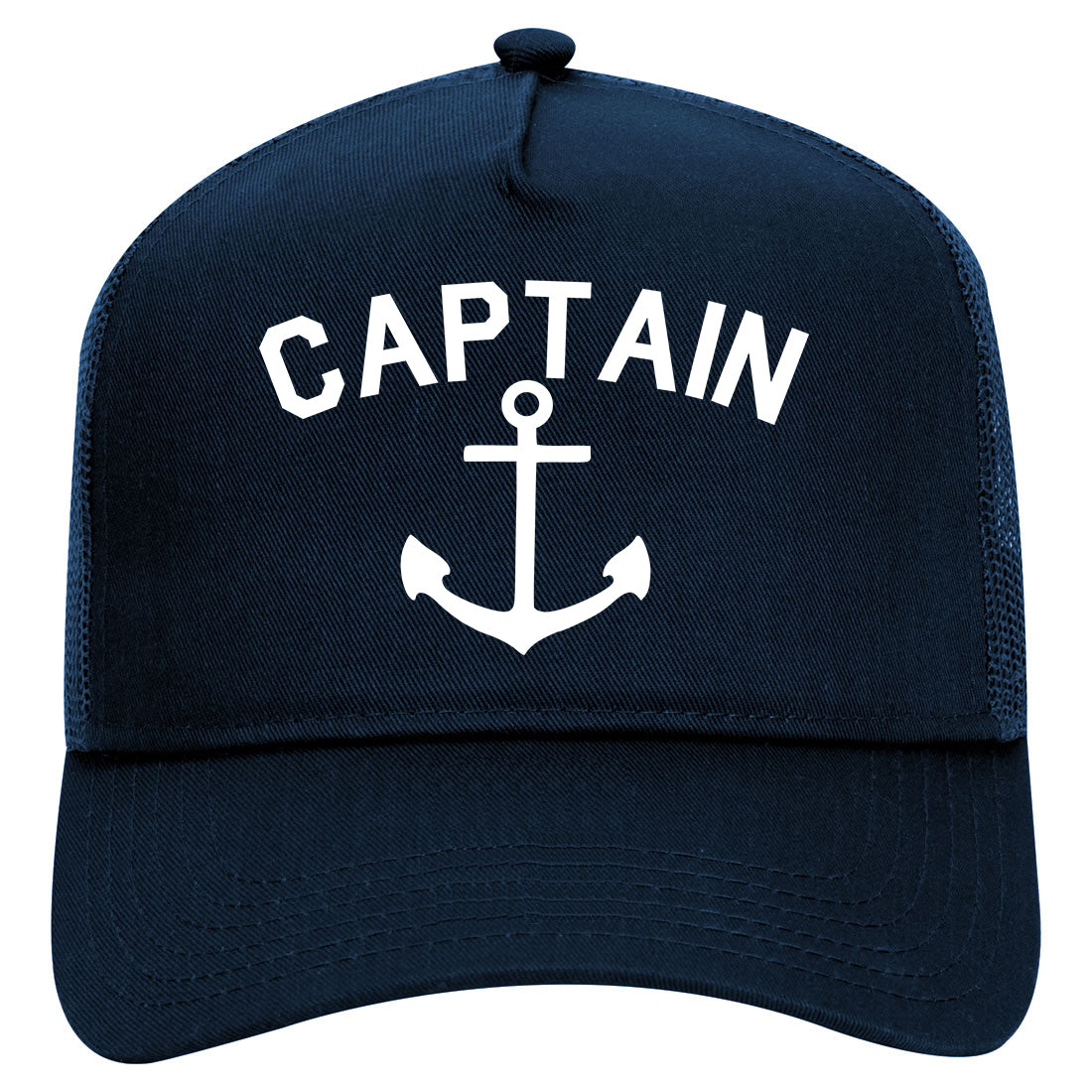 Sailing Captain Anchor Mens Mesh Trucker Hat Navy Blue