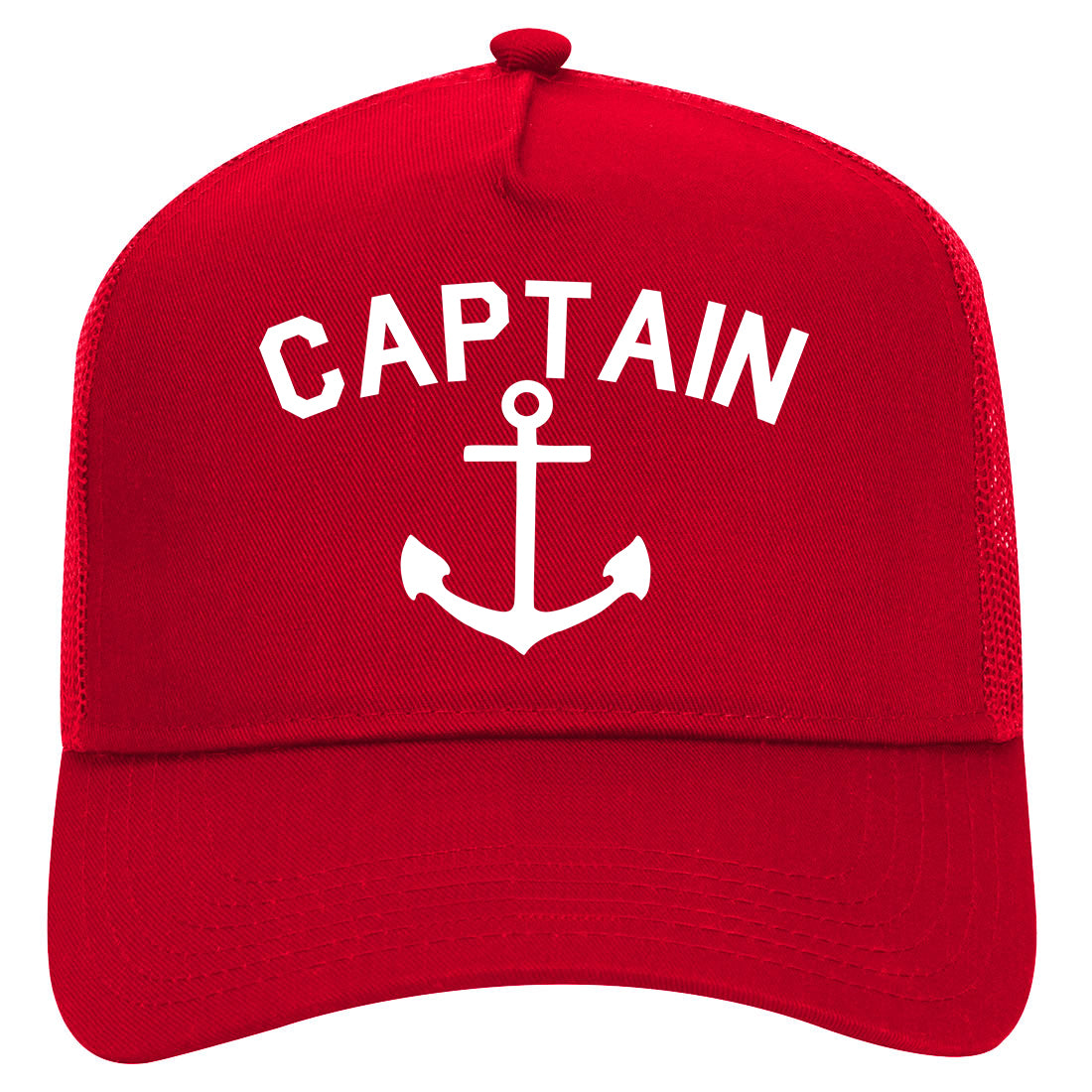 Sailing Captain Anchor Mens Mesh Trucker Hat Red
