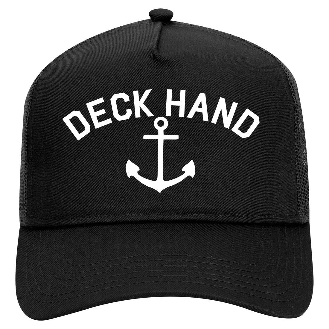 Sailing Deckhand Anchor Mens Mesh Trucker Hat Black